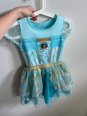Disney Light Blue and Gold Jasmine-Inspired Tulle Dress for Kids